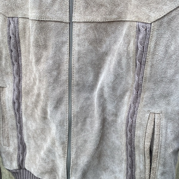 VINTAGE NORTHWEST TERRITORY Cable Knit Acrylic, Genuine Leather Jacket ~6463-001 - Picture 3 of 6